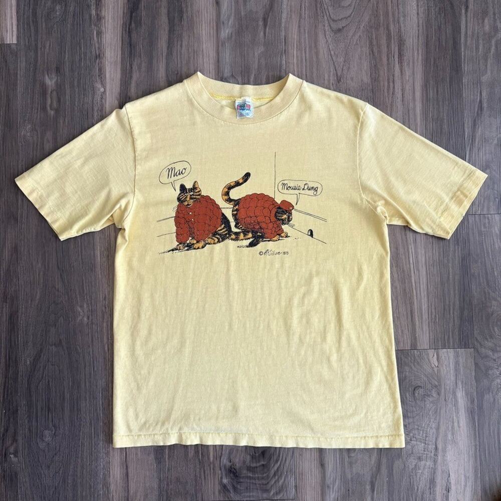 Vintage Crazy Shirts Hawaii Kliban Cat China Cartoon Mao T-Shirt Men's Size S